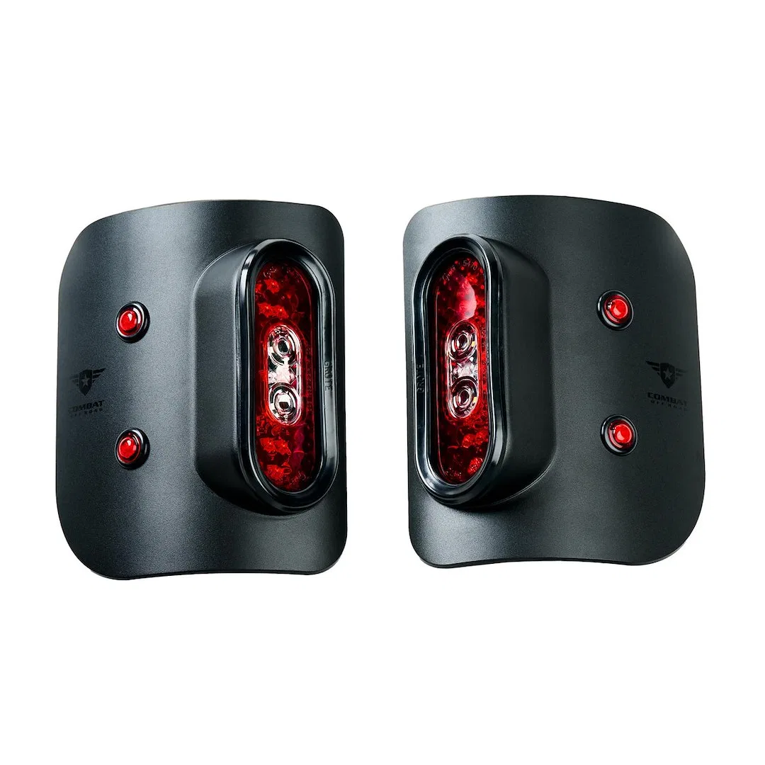 35-1050 – COMBAT OFFRD Tail Light Assembly, Clear/ Red Lens Powder Coated Black Aluminum Housing LED White Bulb Set O...